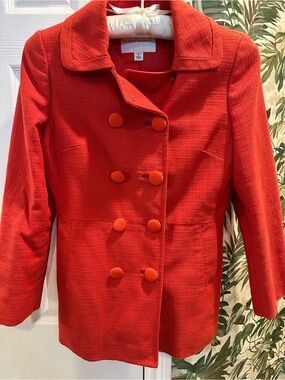 Banana Republic Vintage-Style Coral Tweed Pea Coat Petite Snall